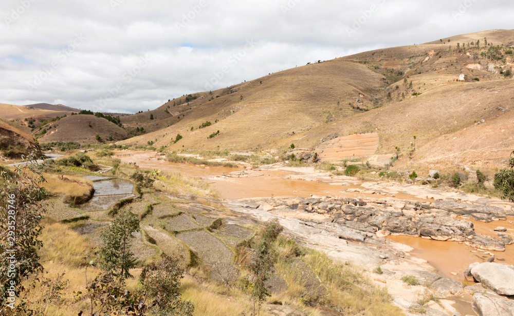 Brown river in the south of Madagascar