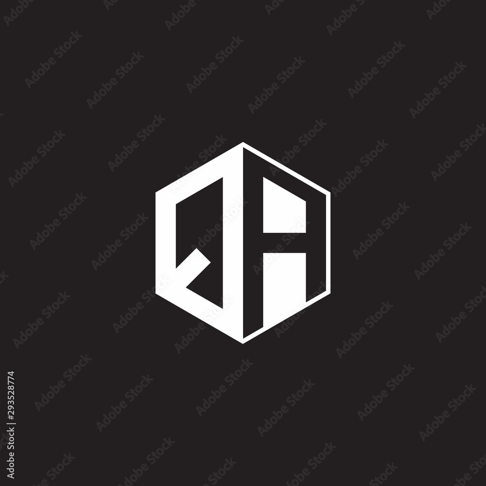 QA Logo monogram hexagon with black background negative space style QA Logo monogram hexagon with black background negative space style
