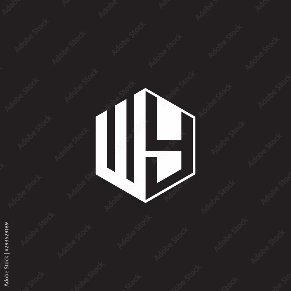 WY Logo monogram hexagon with black background negative space style WY Logo monogram hexagon with black background negative space style
