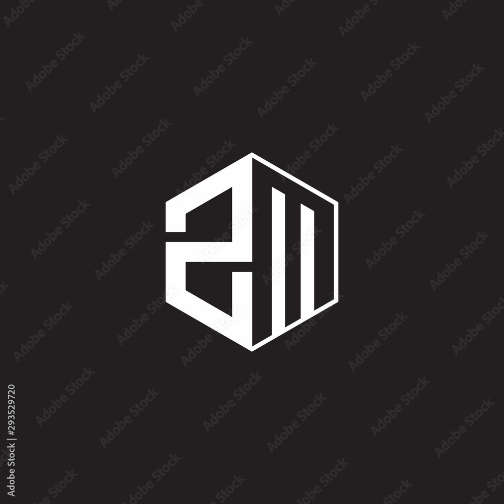 ZM Logo monogram hexagon with black background negative space style ZM Logo monogram hexagon with black background negative space style