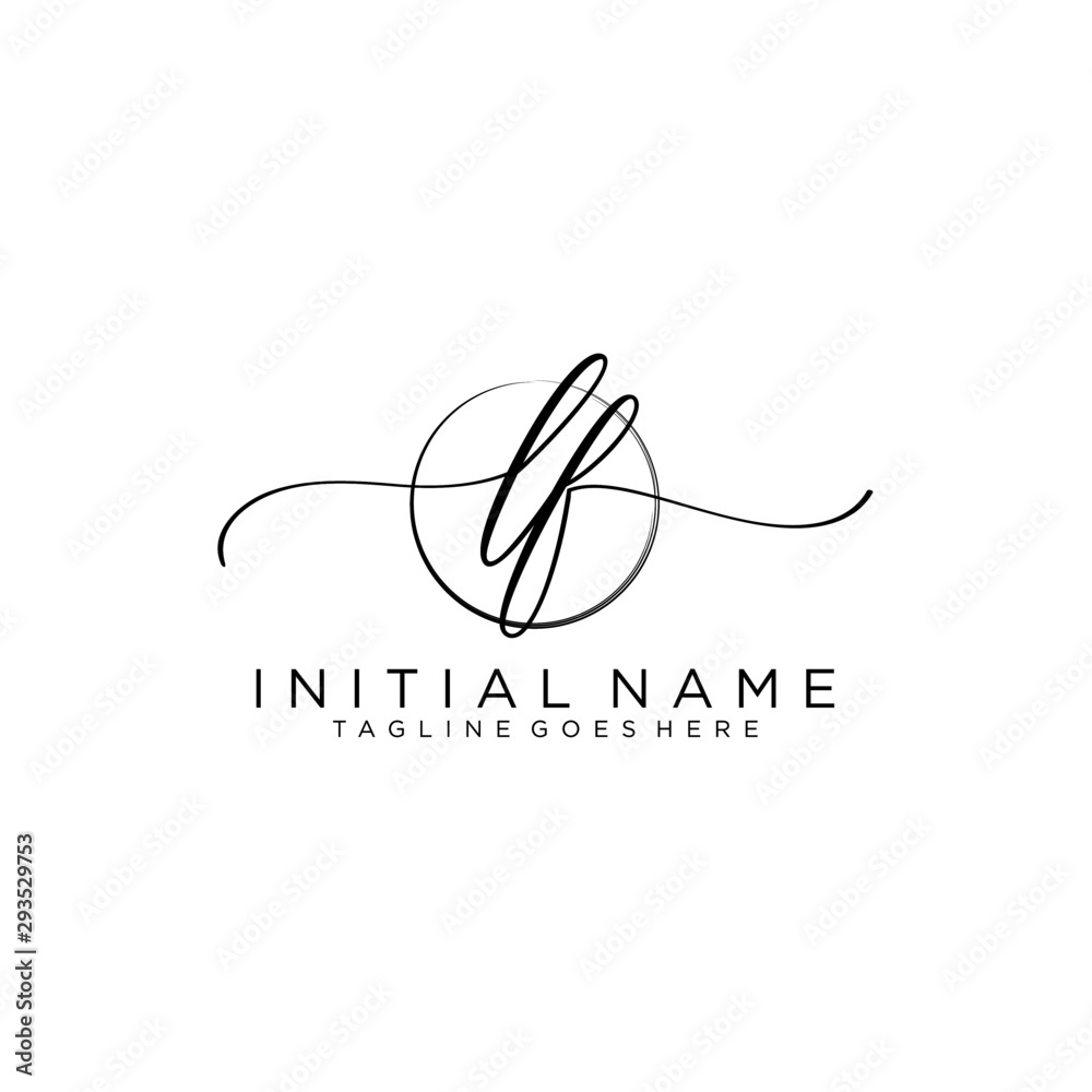 LF Initial handwriting logo with circle template vector. LF Initial handwriting logo with circle template vector.