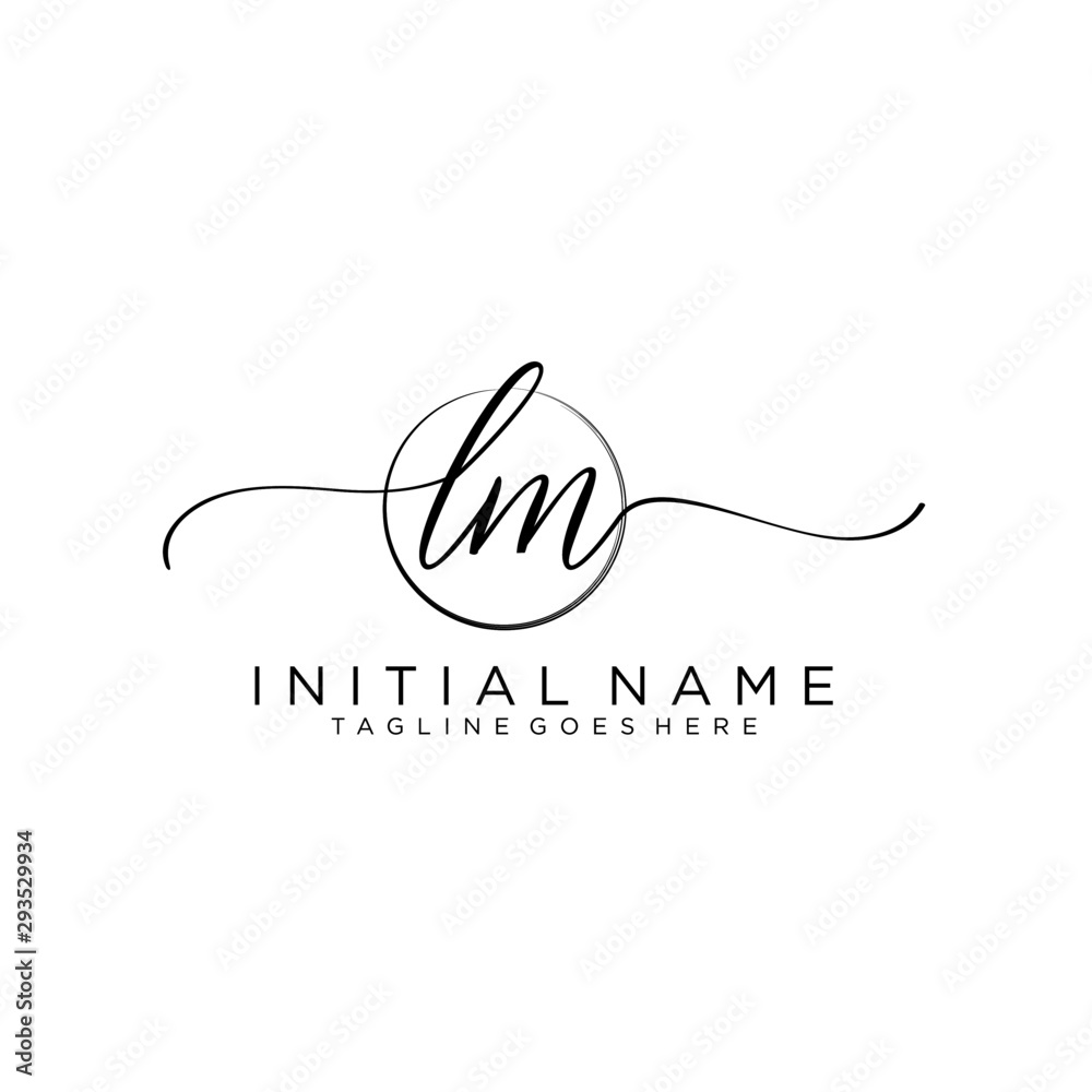LM Initial handwriting logo with circle template vector. LM Initial handwriting logo with circle template vector.