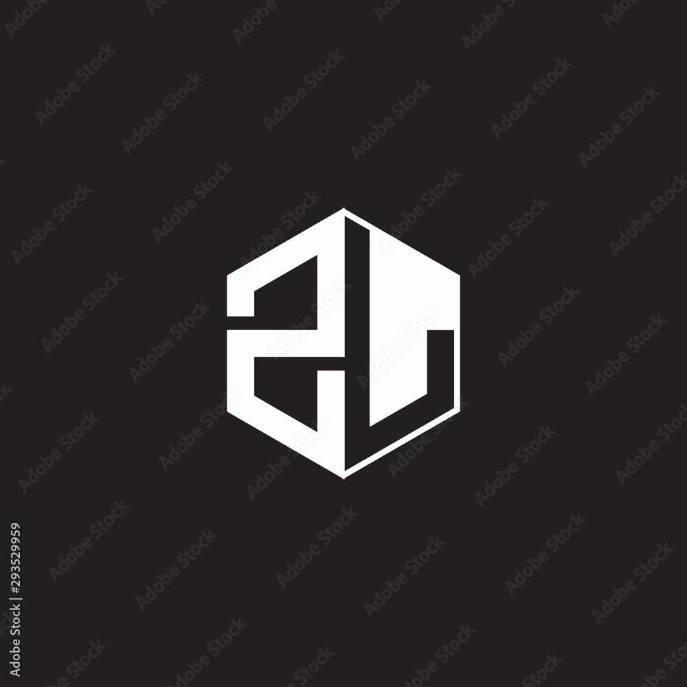 ZL Logo monogram hexagon with black background negative space style