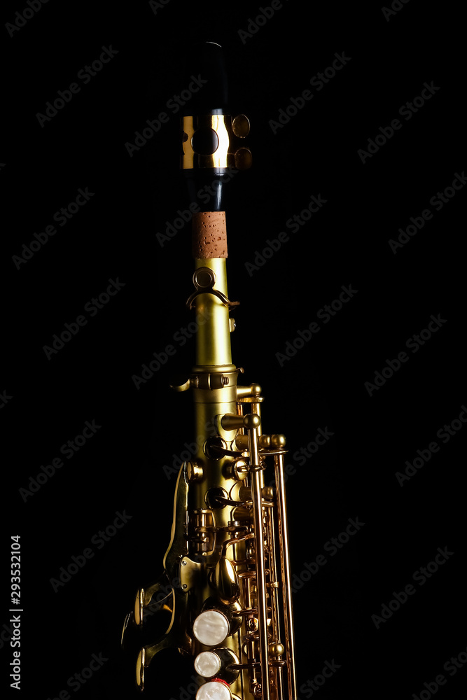 soprano saxophone on black background soprano saxophone on black background