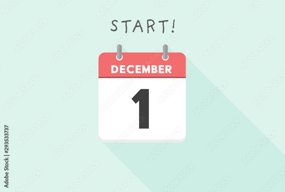 カレンダー・年末・12月・1日イメージ素材：シンプルで見やすい冬の日めくりカレンダー - 12月1日 - obrazy, fototapety, plakaty 