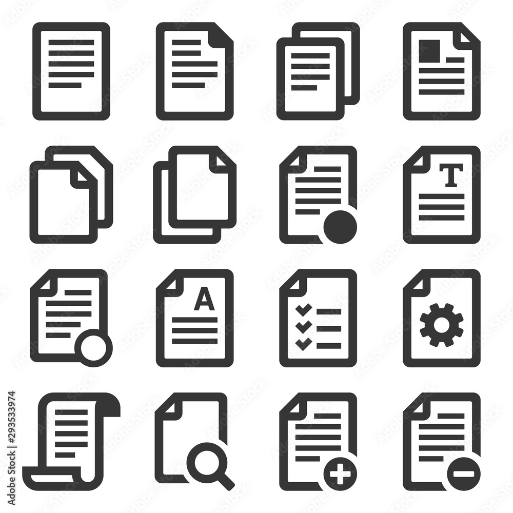 Documents File Icons Set on White Background. Vector Documents File Icons Set on White Background. Vector