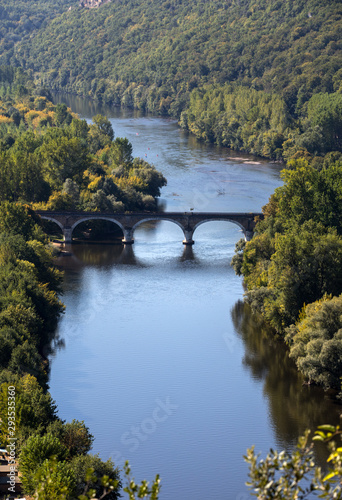 View of the valley of the Dordogne River from Beynac-et-Cazenac Castle, Aquitaine, France