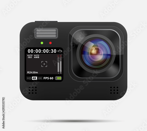Black action camera design. vector