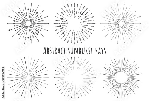 Abstract sunburst rays with arrows different type of drawing	