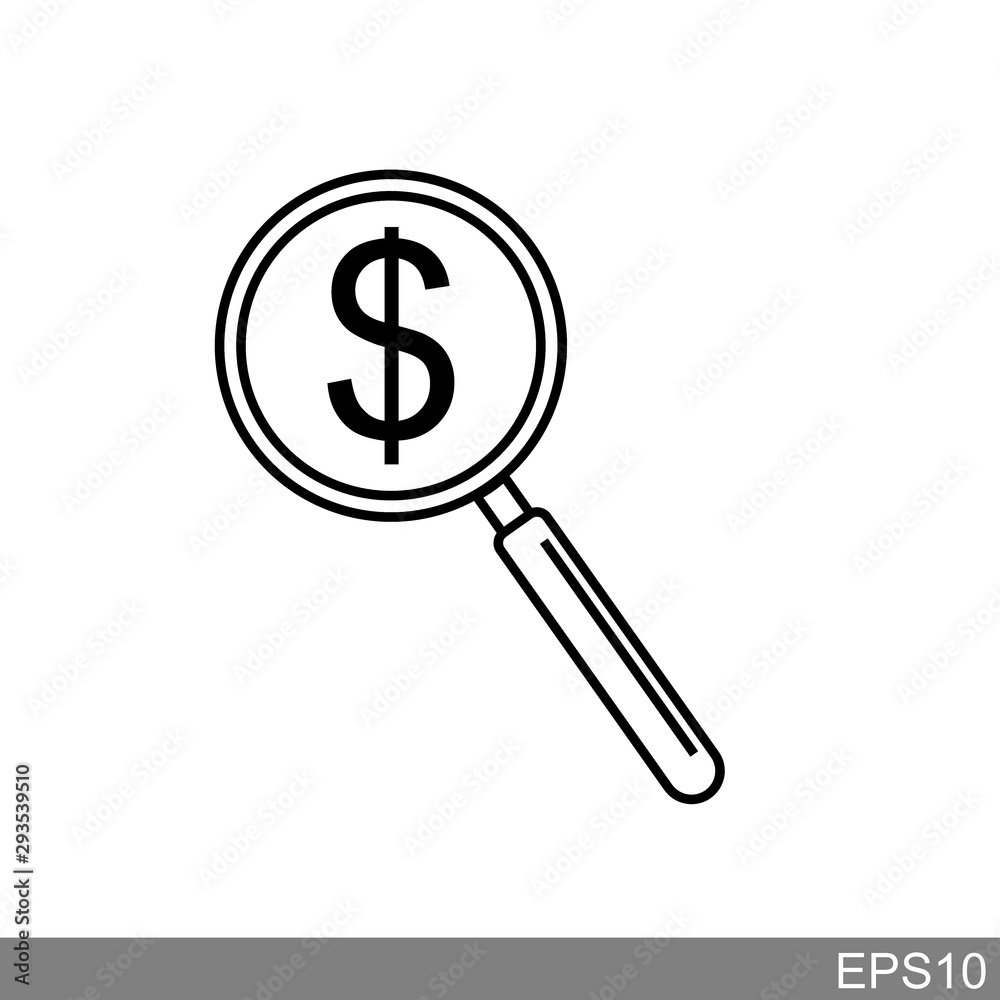 Black find best offer price magnifying glass icon, simple currency search data survey with us $ dollar interface, app ui ux web button logo Black find best offer price magnifying glass icon, simple currency search data survey with us $ dollar interface, app ui ux web button logo