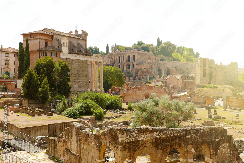 Ancient ruins of Forum in Rome, Italy.