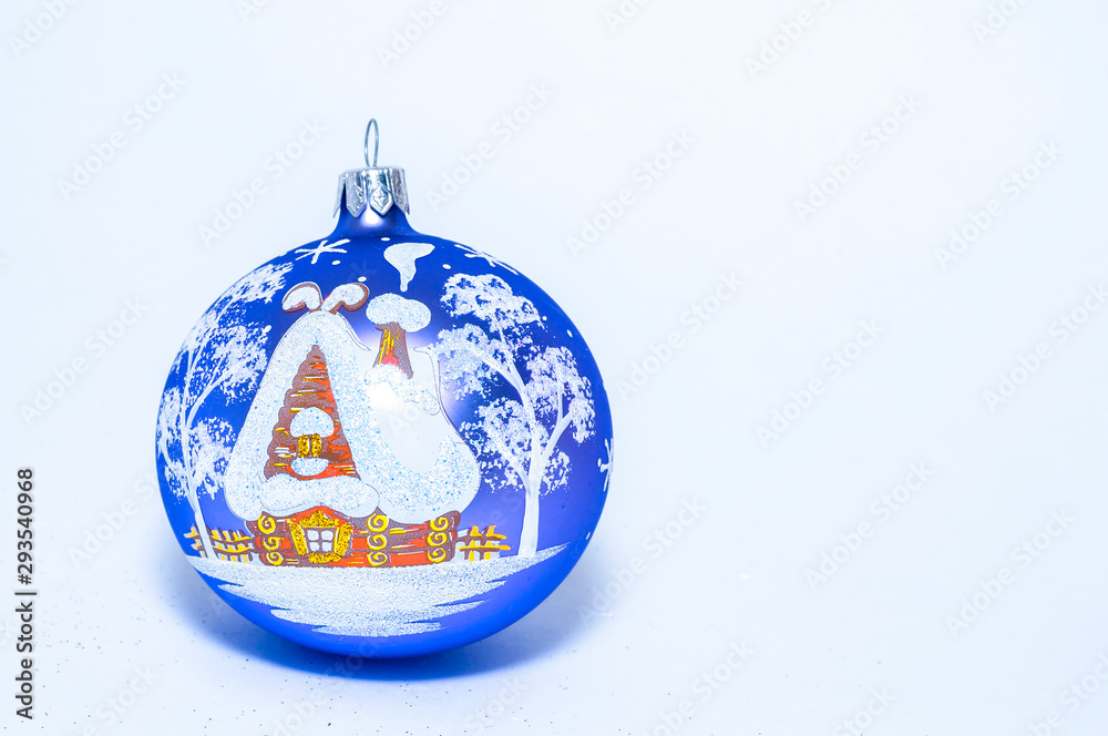 christmas blue ball with a house isolated christmas blue ball with a house isolated