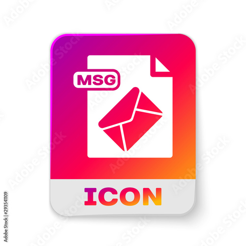 White MSG file document. Download msg button icon isolated on white background. MSG file symbol. Rectangle color button. Vector Illustration