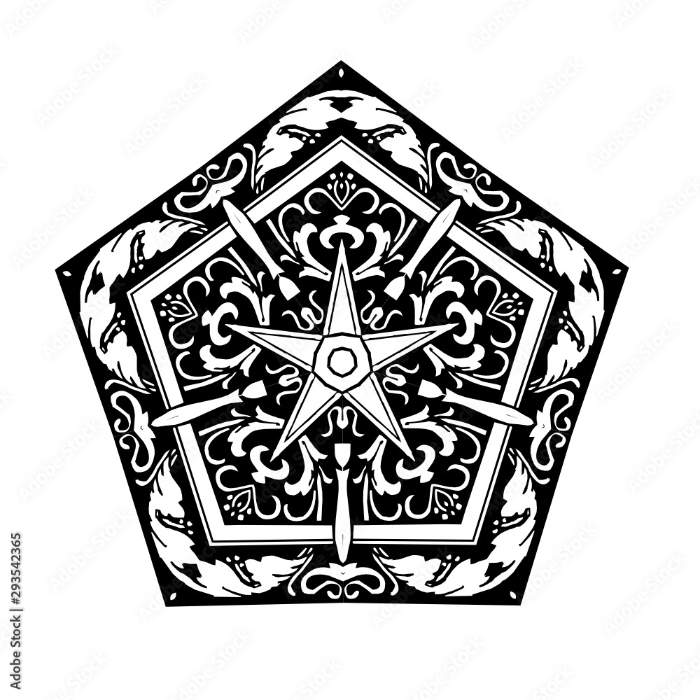 mandala five pointed star, christmas sign - floral ornate vector mandala five pointed star, christmas sign - floral ornate vector