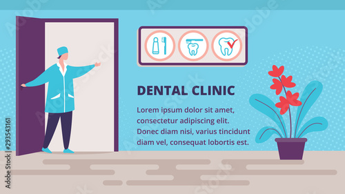 Modern Dental Clinic Flat Vector Banner, Poster