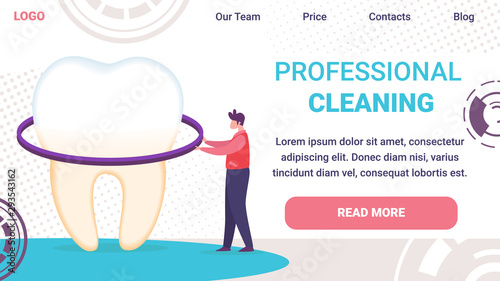 Teeth Professional Cleaning Flat Vector Website