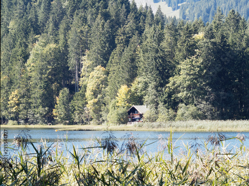 Bavarian landscape. Around the Romantic Spitzingsee in October, a beautiful mountain lake in Bavaria between Schliersee and Bayerischzell photo