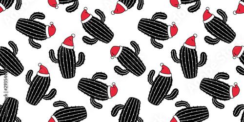 cactus seamless pattern vector Christmas Santa Claus hat Desert botanica flower garden plant summer scarf isolated repeat wallpaper tile background doodle illustration design photo