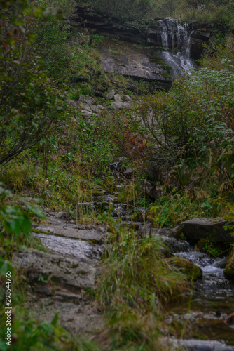 waterfall  in the mountains