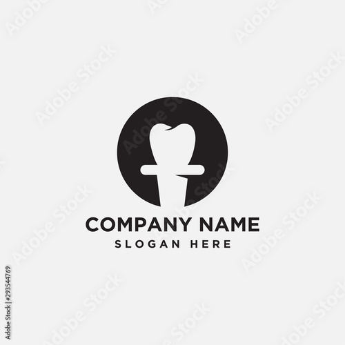 round vector. towers and dental in a negative space logo icon.