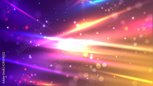 Shiny colourful speed lines on abstract bokeh motion background for futuristic technology concept.
