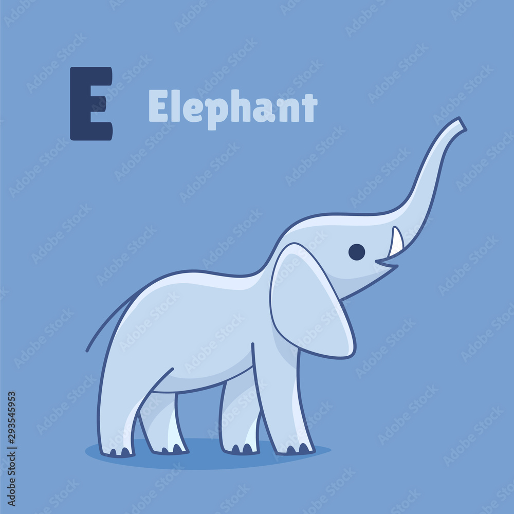 Cartoon elephant, cute character for children. Cute illustration in cartoon style for abc book, poster, postcard. Animal alphabet. Cartoon elephant, cute character for children. Cute illustration in cartoon style for abc book, poster, postcard. Animal alphabet.