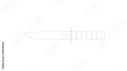 3d rendering of a knife isolated in white background