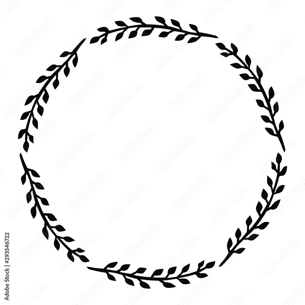 Round frame made of branches with leaves. Round frame made of branches with leaves.