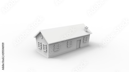 3d rendering of cartoon modeld houses isolated in white background photo