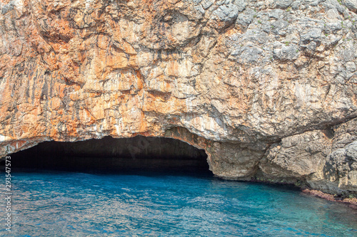 close up image of blue grotto in Adriatic Sea 