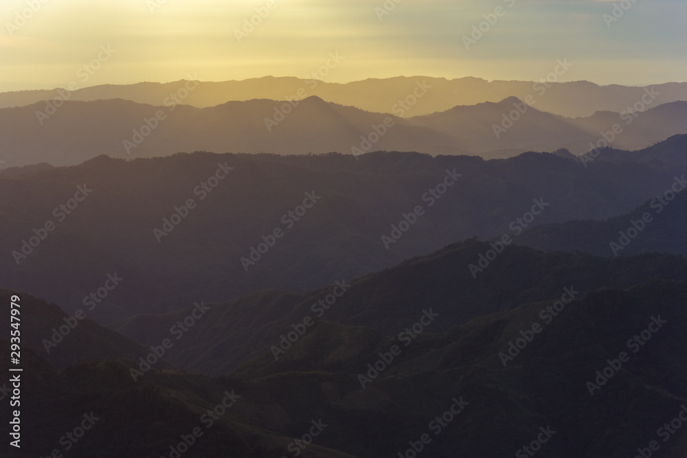 Sunlight hits the hills of Mizoram in the village of Hmuifang.
