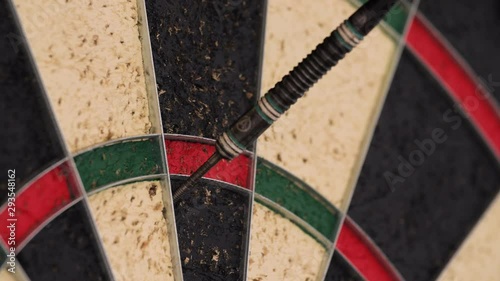 Close up of Darts Shot into Target 6