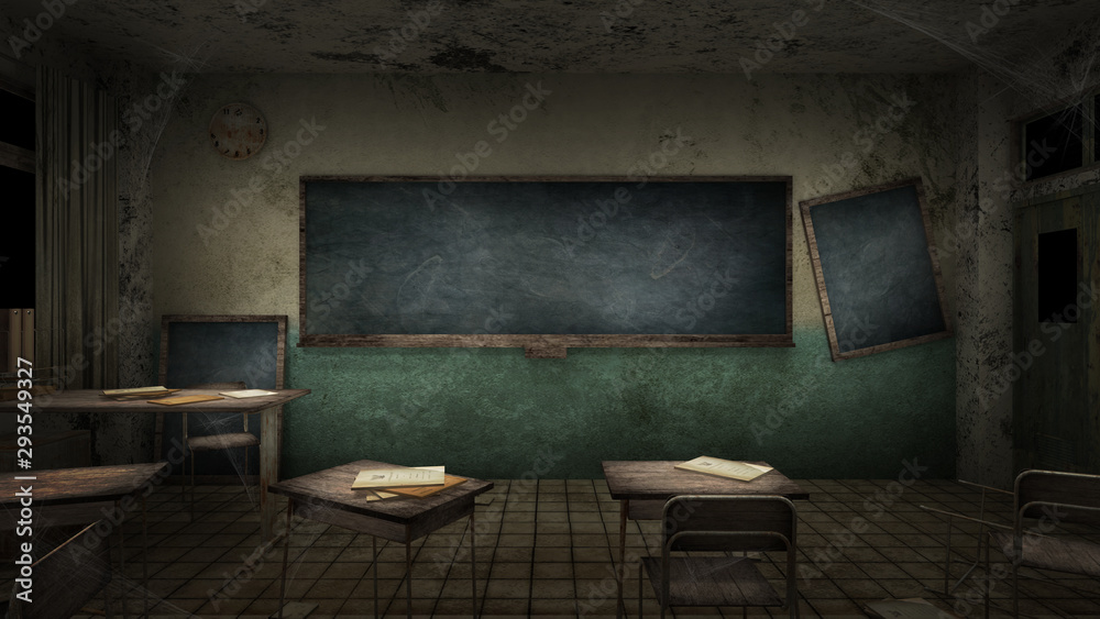custom made wallpaper toronto digitalhorror and creepy classroom in the school. 3D rendering