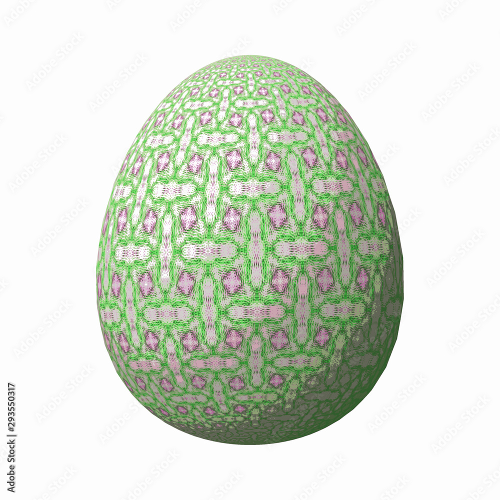 Happy Easter - Frohe Ostern, Artfully designed and colorful easter egg, 3D illustration on white background Happy Easter - Frohe Ostern, Artfully designed and colorful easter egg, 3D illustration on white background