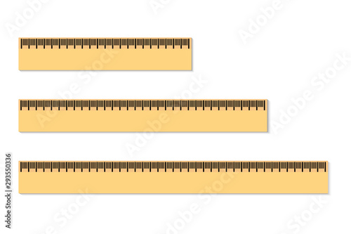 Three different rulers in size are depicted on a white background.