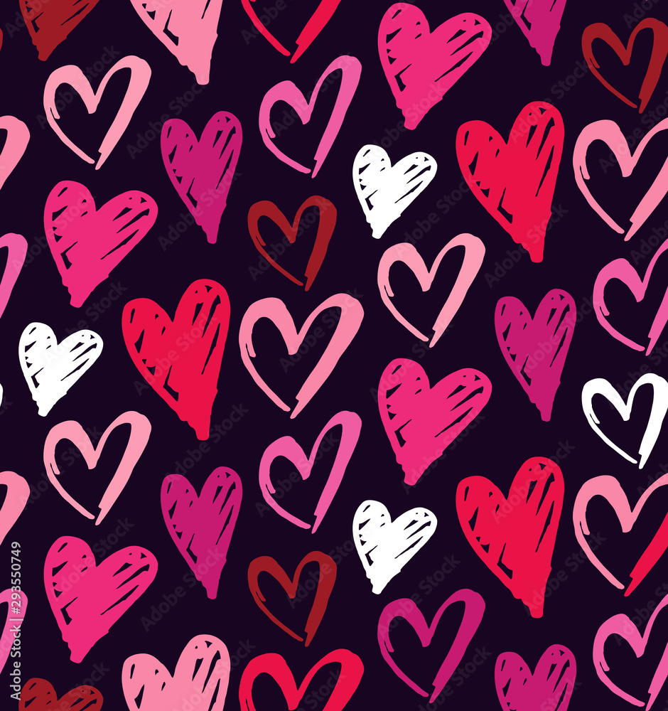 Love Hearts hand drawn doodle pattern background wallpaper textile fabric