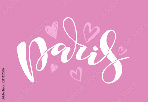 Paris - cute hand drawn doodle lettering poster banner art postcard