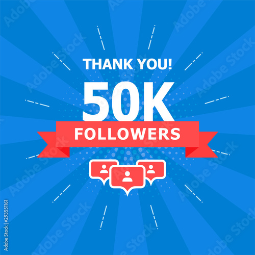 50K added folks, thank you. A combination of different objects is depicted on a blue background.