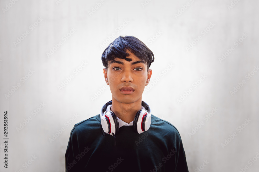 Young transgender adult in the street Young transgender adult in the street