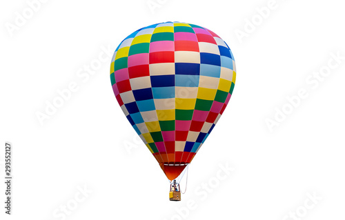 Colorful hot air balloon isolated on white background.