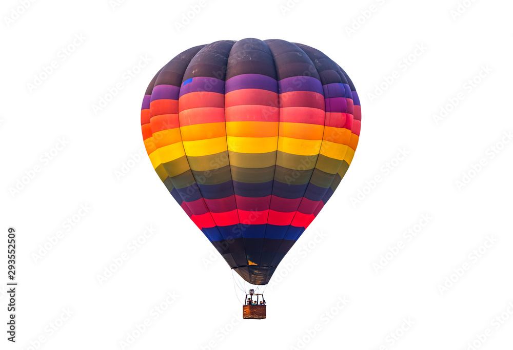 Naklejka premium Colorful hot air balloon floating isolated on white background, with Clipping Path.