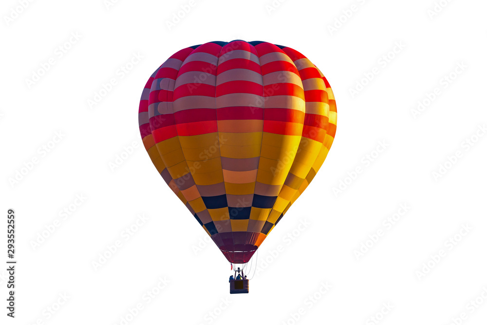 Fototapeta premium Colorful hot air balloon isolated on white background, with Clipping Path