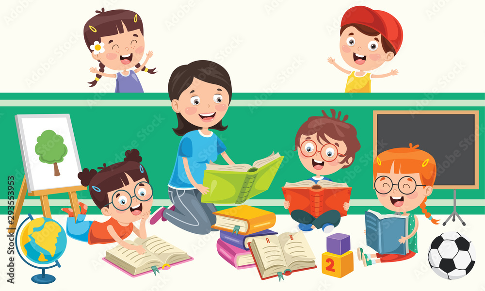Little School Children Studying And Learning Little School Children Studying And Learning