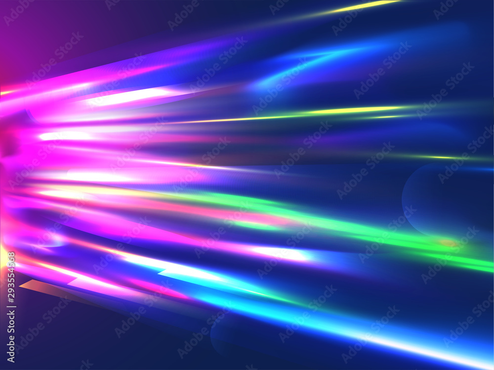Gradients abstract rays, colorful emerging light beams, futuristic motion background.