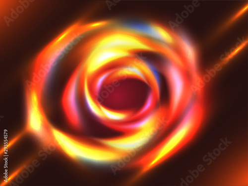 Shiny spiral abstract lighting on brown background.