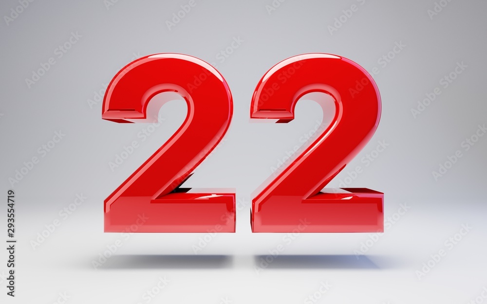Number 22 isolated on white background Number 22 isolated on white background