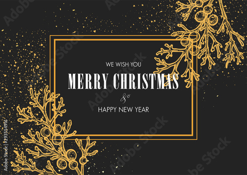 Merry Christmas and Happy New Year greeting card