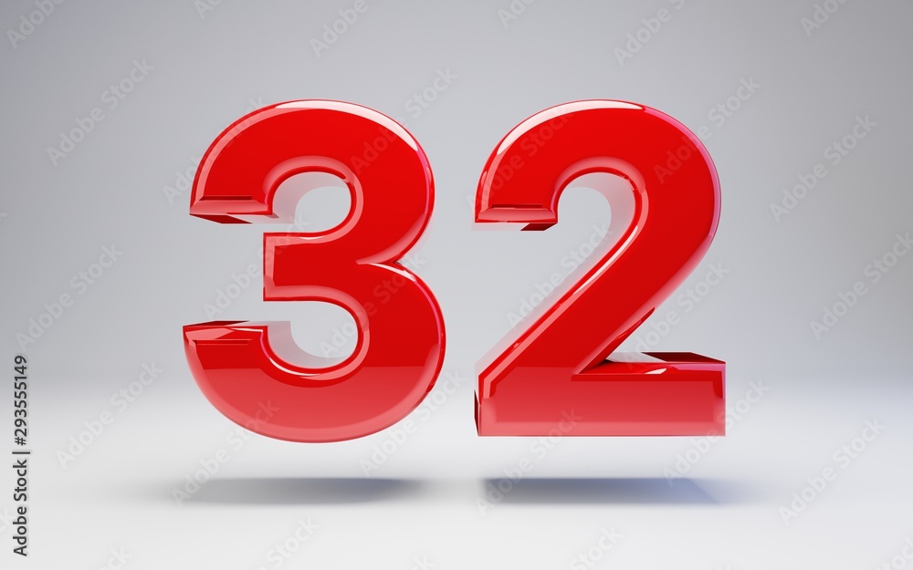 Number 32 isolated on white background Number 32 isolated on white background