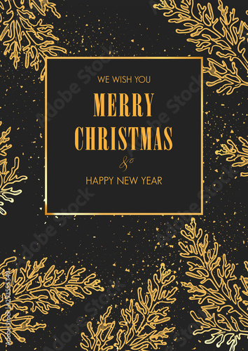 Merry Christmas and Happy New Year greeting card