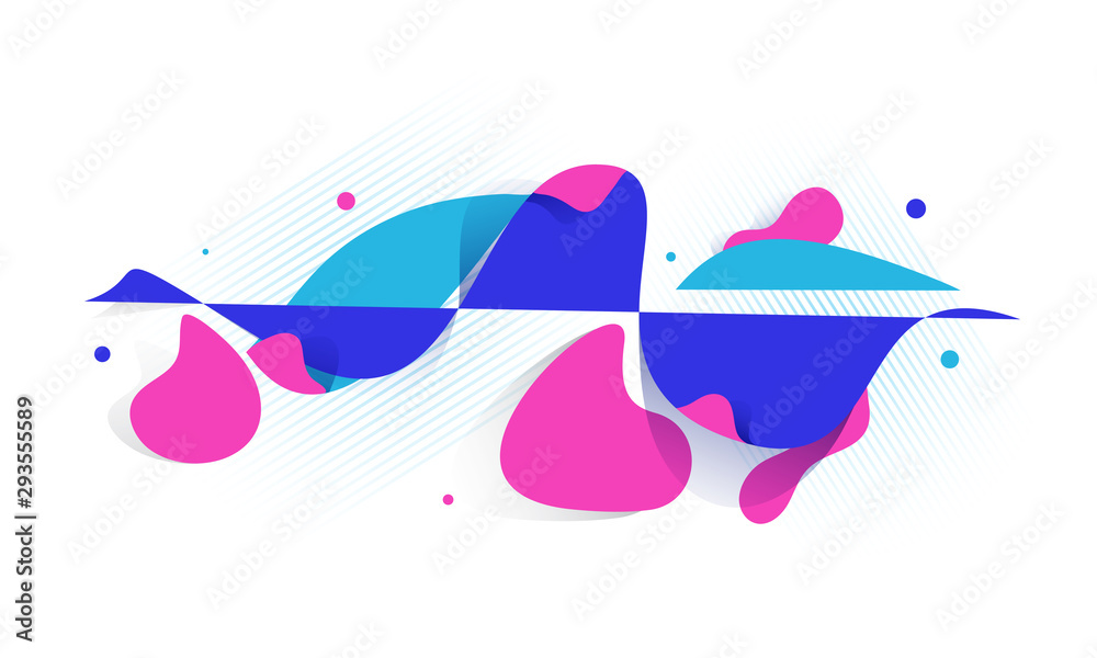 Flat style fluid art or liquid geometric abstract on white background.